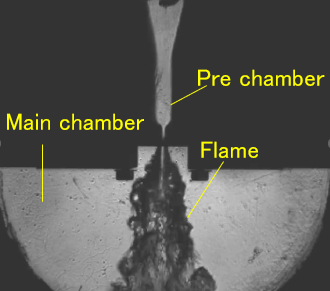 Visualization of turbulent jet ignition.